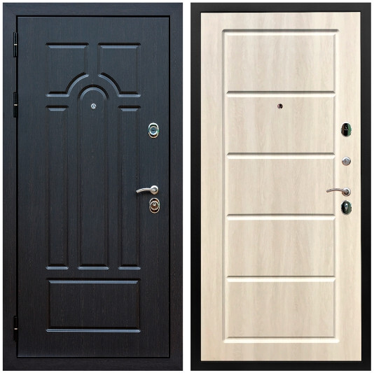 Дверь входная Graf Эврика МДФ 10 мм ФЛ-58 Венге / МДФ 6 мм ФЛ-39 Венге светлый