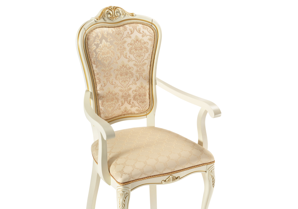 Стул деревянный Woodville Руджеро патина слоновая кость с золотой патиной / бежевый 318606