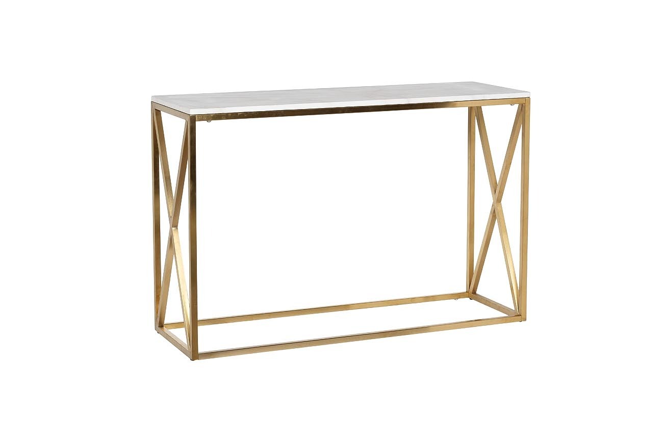 Консоль искусственный белый мрамор Pearl White/матовое золото Garda Decor 47ED-CST023GOLD