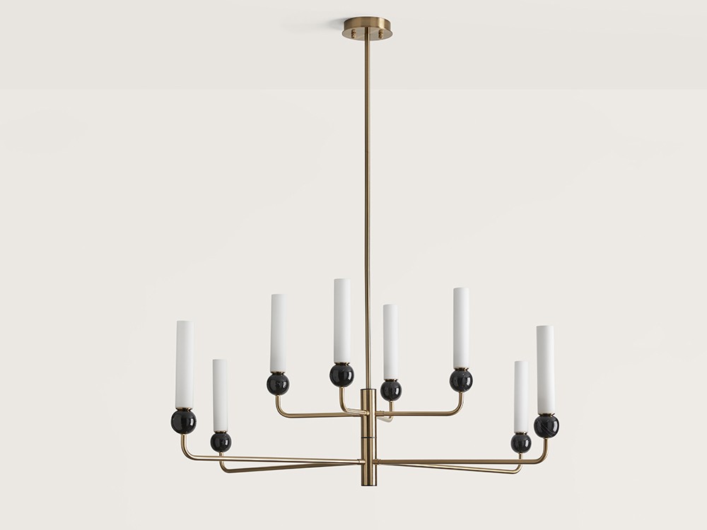 Люстра Delie 8L золотой металл - черный мрамор Aromas del Campo