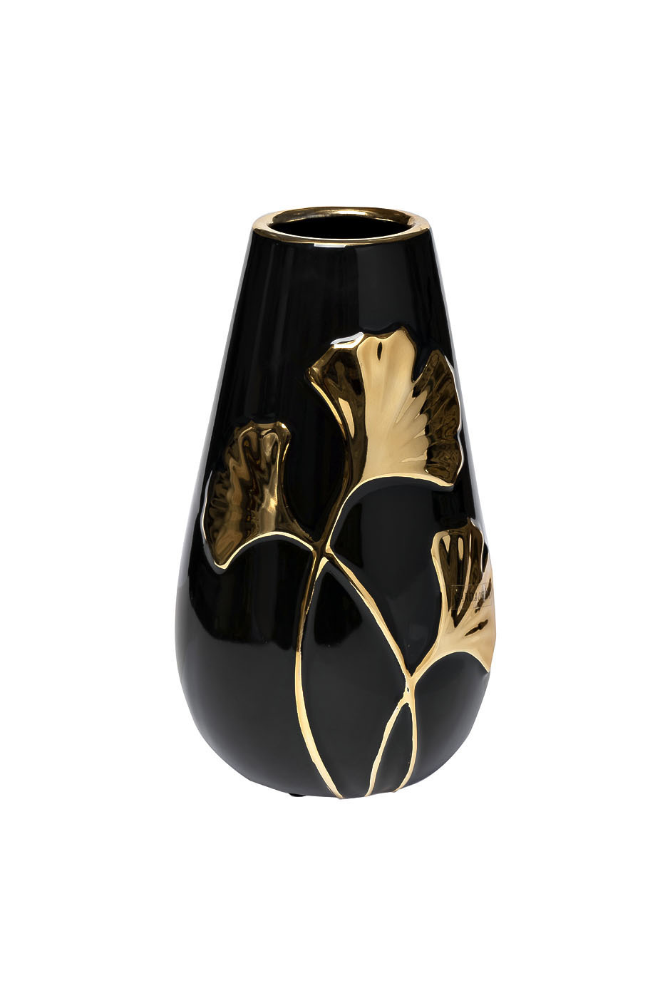 Ваза керамическая черная с золотом "Гинкго" Garda Decor 18H2817-20