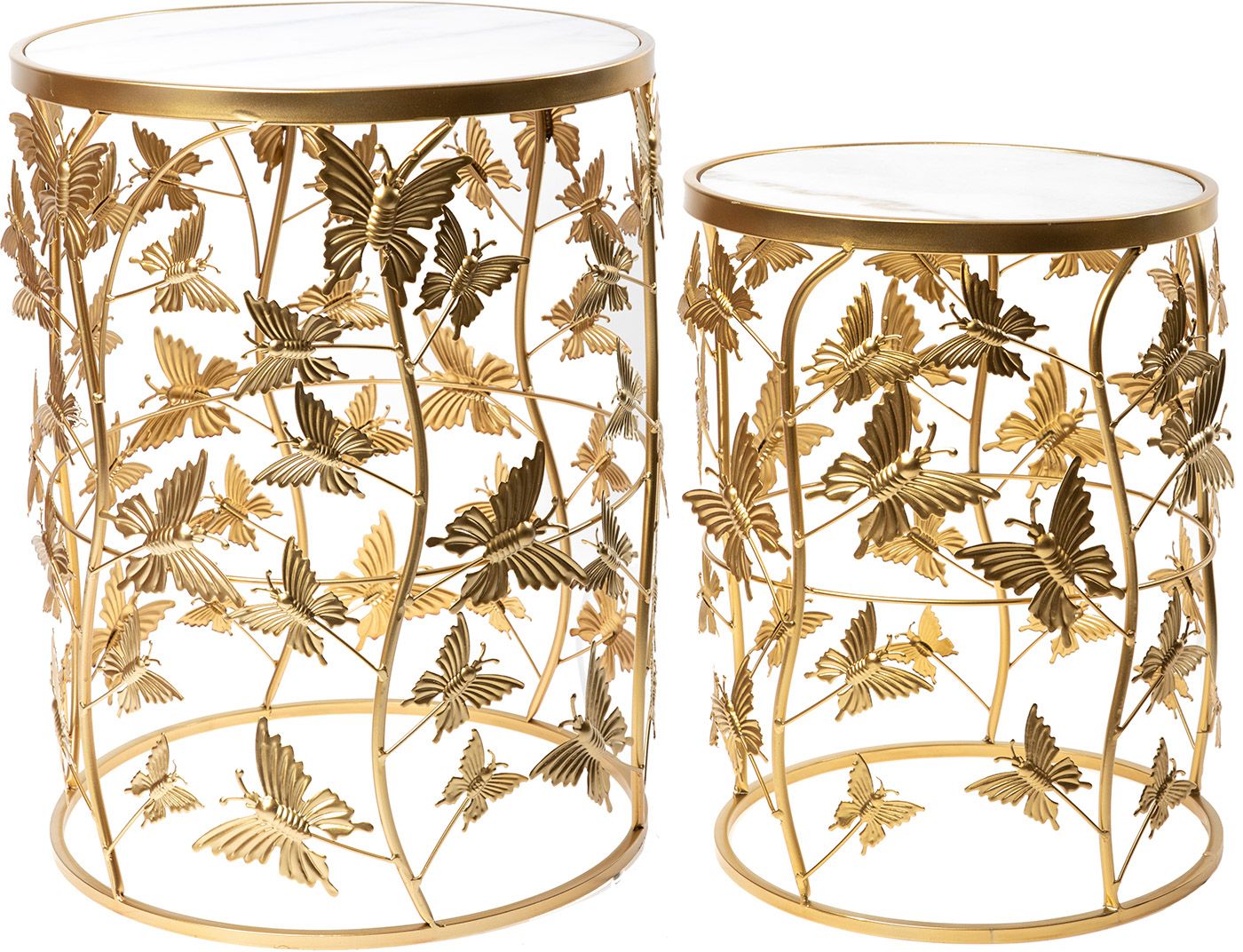 Столики интерьерные с белым мрамором, набор Glasar 54-114/113