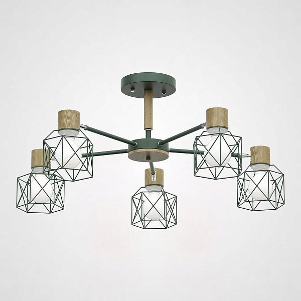 Потолочная люстра CORF B3 Green 5 lamps by ImperiumLoft