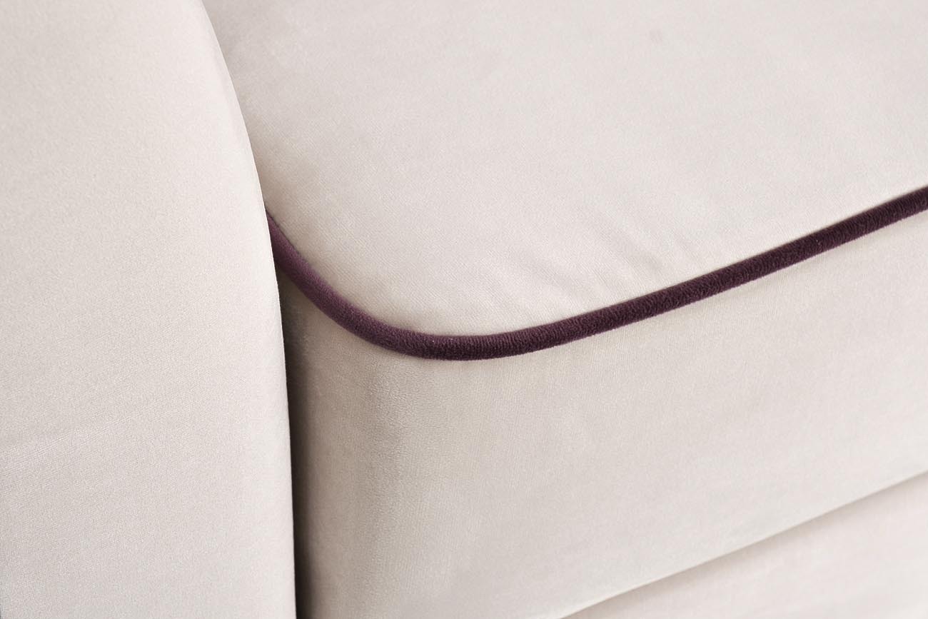 Диван Mores трехместный раскладной бежевый с кантом Garda Decor MORES(K)-2K-КРЕМ-Bel09+Vel35