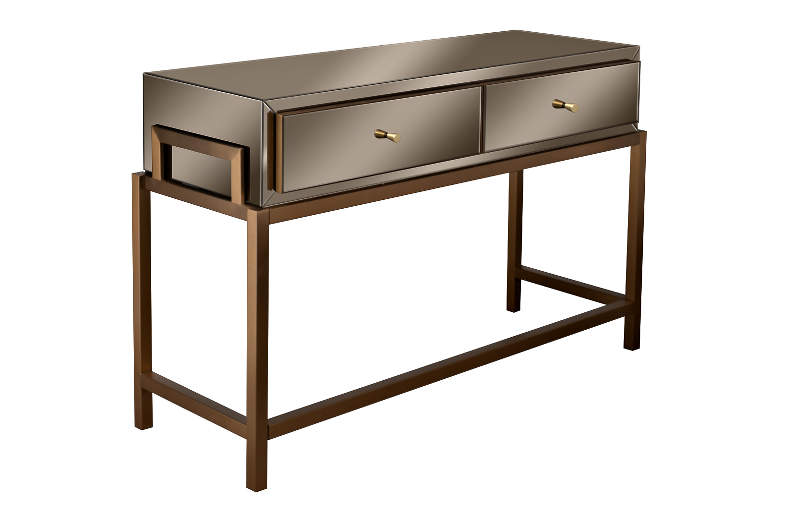 Консоль с 2мя ящиками зеркальная бронза/золото Garda Decor KFG210