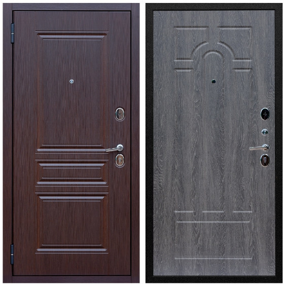 Дверь входная Graf Экстра МДФ 10 мм ФЛ-243 Лиственница шоколад / МДФ 6мм ФЛ-58 Дуб Филадельфия графит
