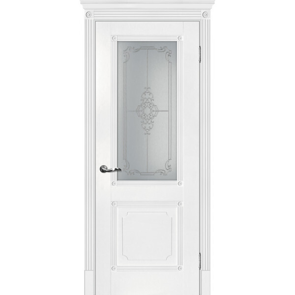 Межкомнатная дверь Graf Флоренция-2 Сатинат, контурный полимер серебро Белый (2000 х 700)