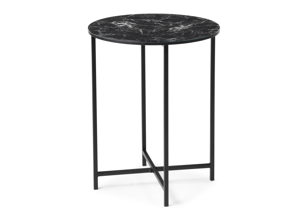 Журнальный стол Woodville Манеттия стекло мрамор черный / черный 507408