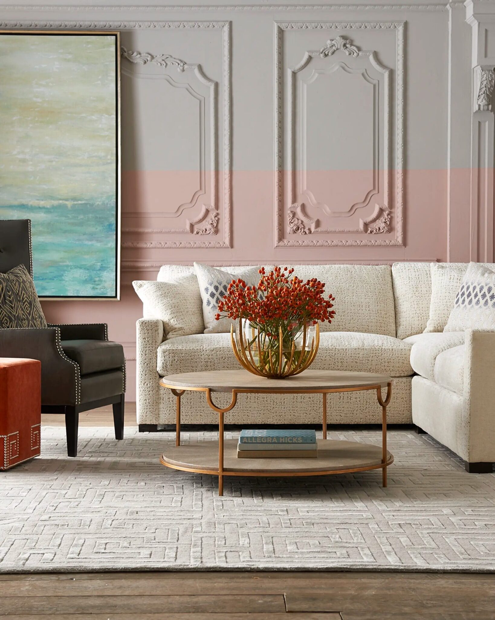 Бежевый кофейный стол Louvre Home Олдем LHFCT096TS/DPO