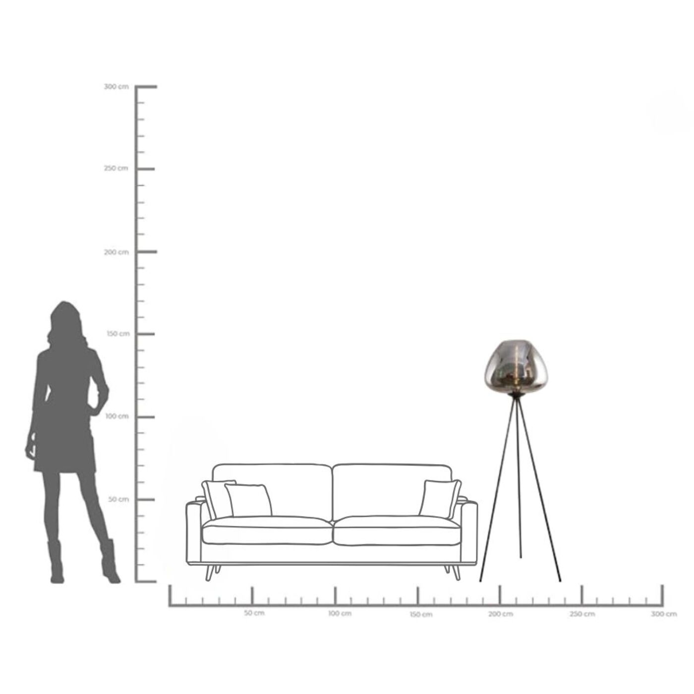 Светильник напольный Sphere Smoke 146cm KARE 56695
