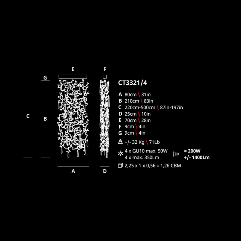 Люстра Serip CT3321/4 FP/27+24+33+10
