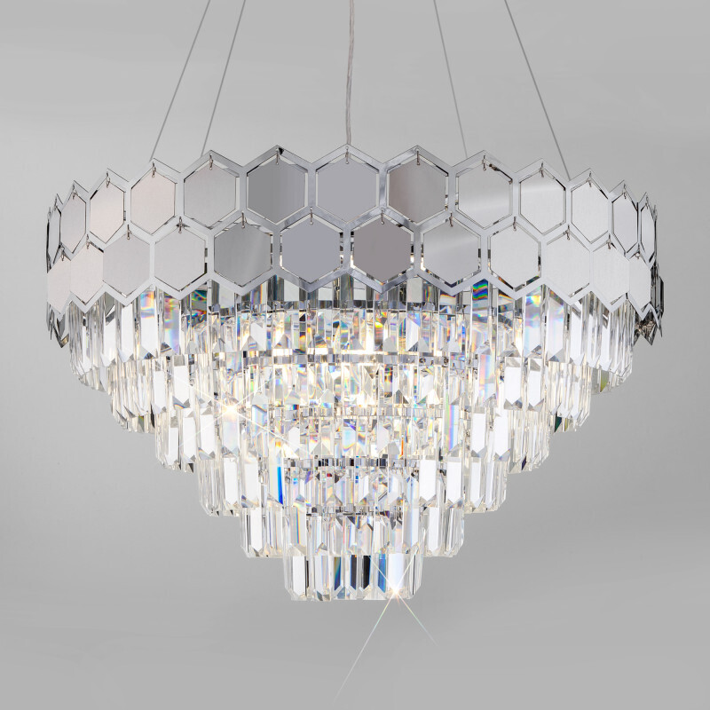 Каскадная люстра Eurosvet 10124/8 хром/прозрачный хрусталь Strotskis Smart (10113/8)