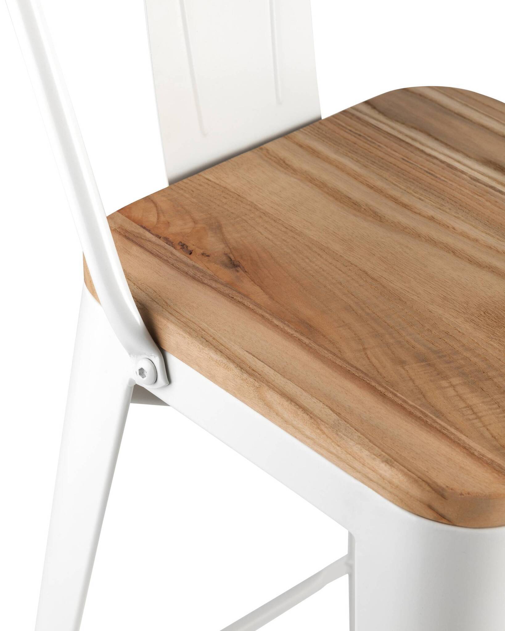 Стул полубарный TOLIX WOOD со спинкой белый глянцевый Stool Group