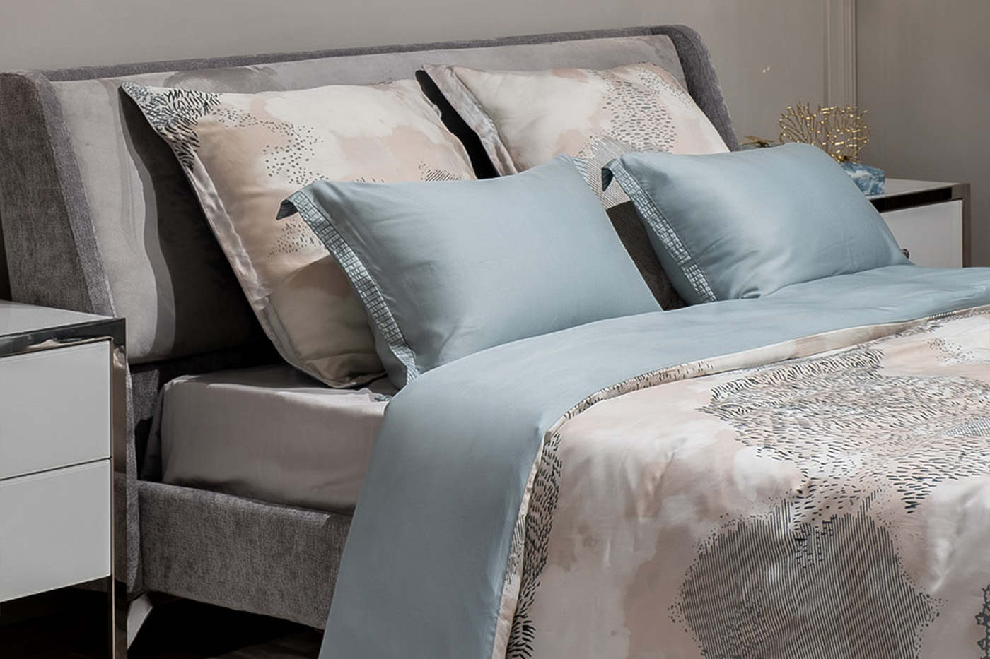 Комплект из 2х наволочек Нувола 50х70см бирюзовый с принтом Garda Decor 144HF-70608