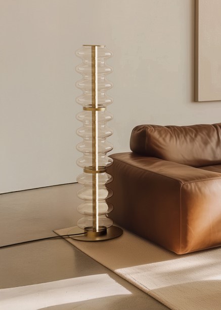 Торшер Vitree золотой металл/ прозрачный плафон Aromas del Campo