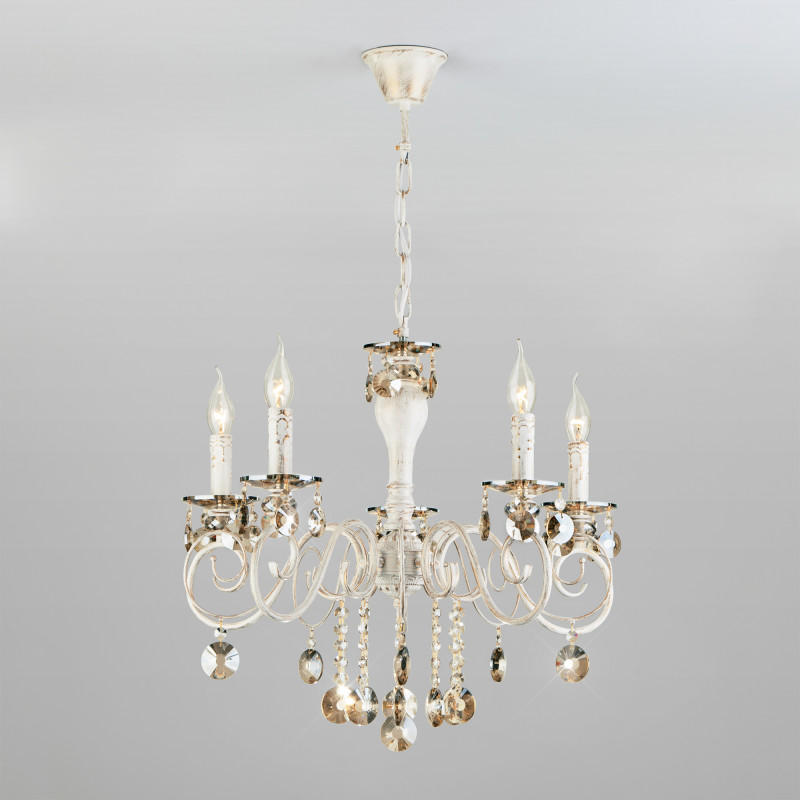 Подвесная люстра Eurosvet 10104/5 белый с золотом/тонированный хрусталь Stro