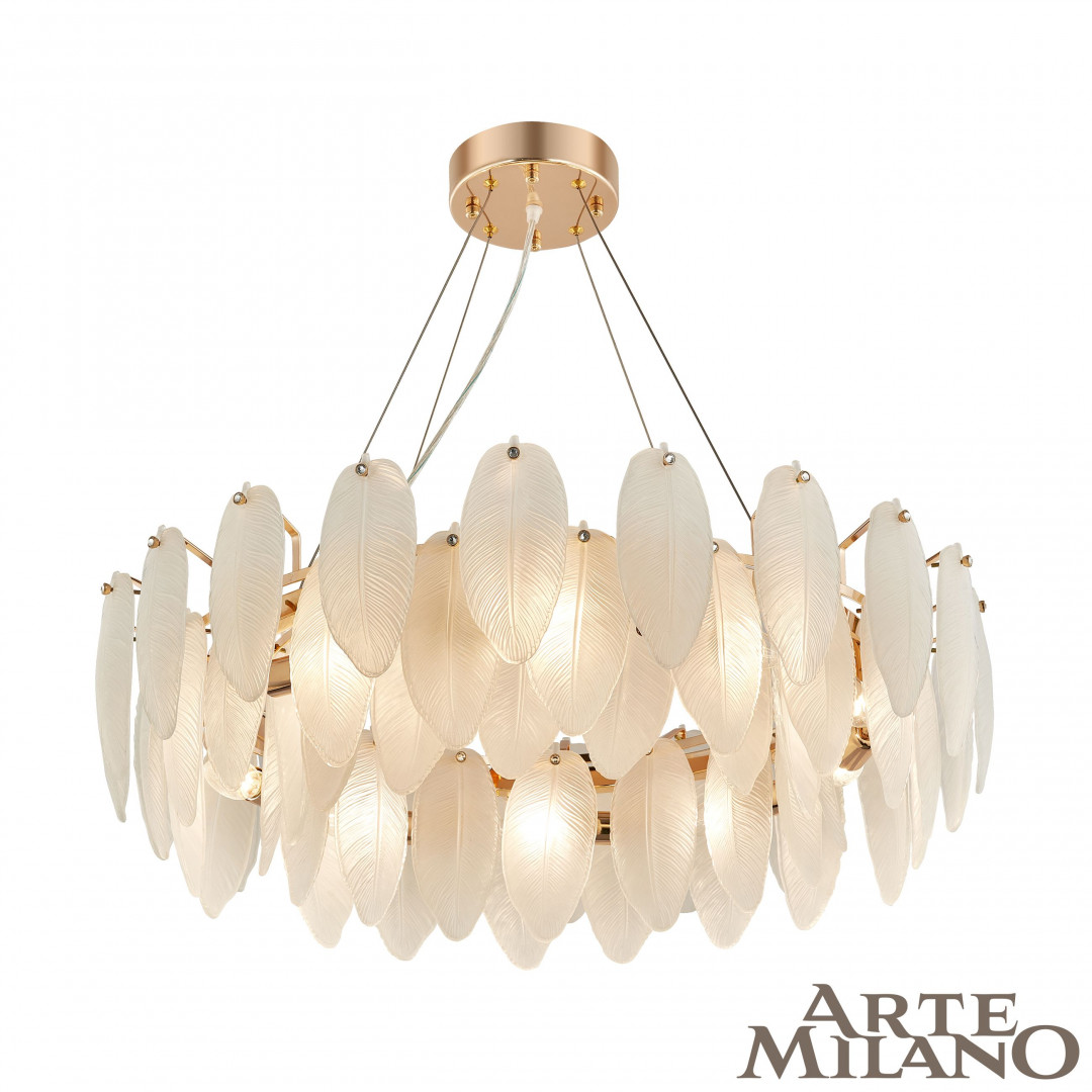 Люстра с плафоном в виде перьев 4653.D750.H240.E14.12 G Arte Milano