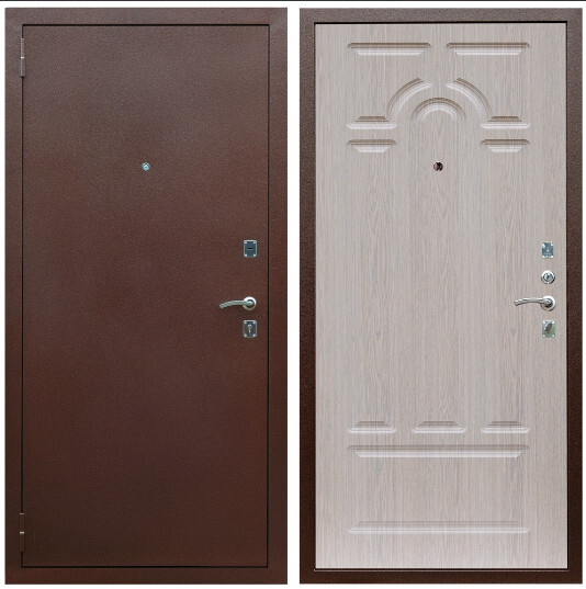 Дверь входная Graf Эконом Антик медь / МДФ 6 мм ФЛ-58 Дуб беленый