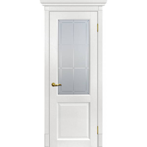 Межкомнатная дверь Graf Тоскана-1 Сатинат с художественным рисунком решетка Пломбир (2000 х 600)