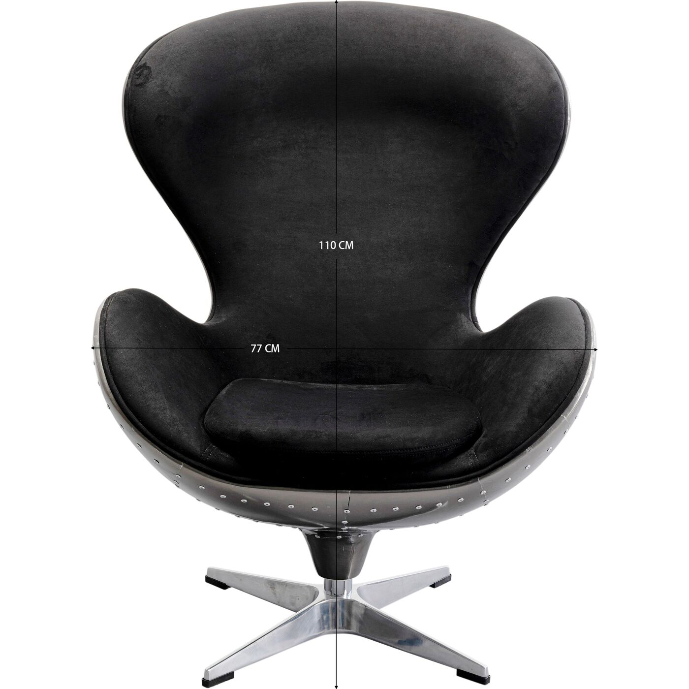 Кресло вращающееся Lounge Black Gun Metal KARE 87908