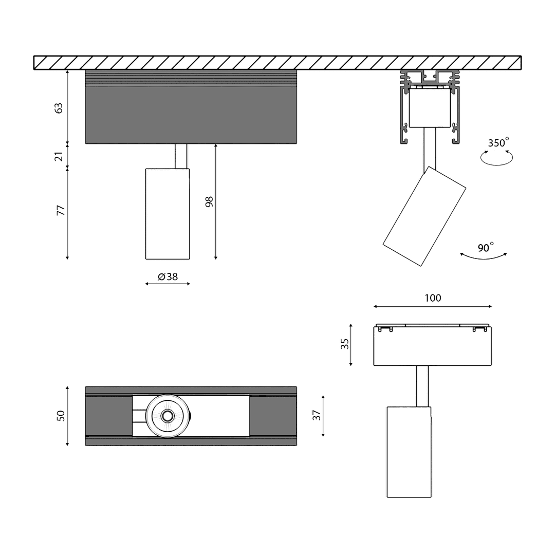 Светильник для низковольтного трека SWG SY-601201-BL-7-NW