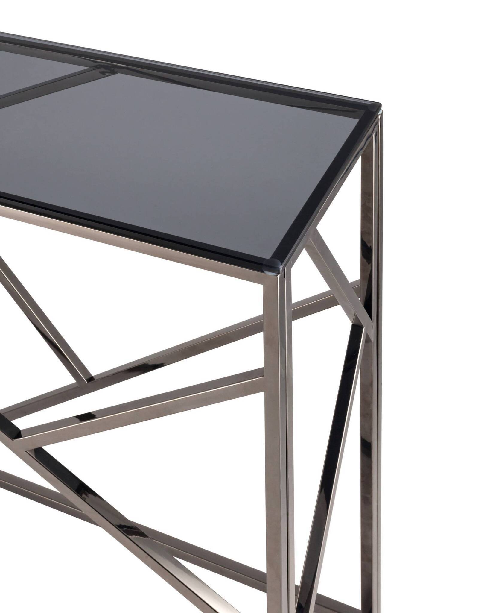 Консоль АРТ ДЕКО 115*30 стекло smoke сталь тёмный хром Stool Group