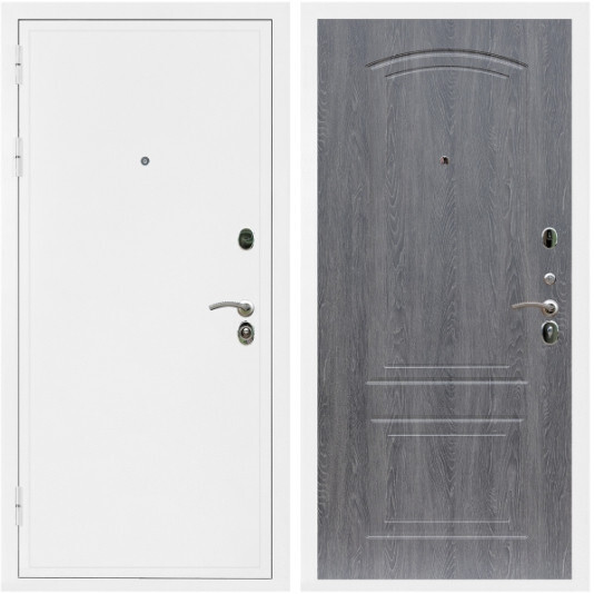 Дверь входная Graf Престиж Белая шагрень / МДФ 6 мм ФЛ-138 Дуб Филадельфия графит