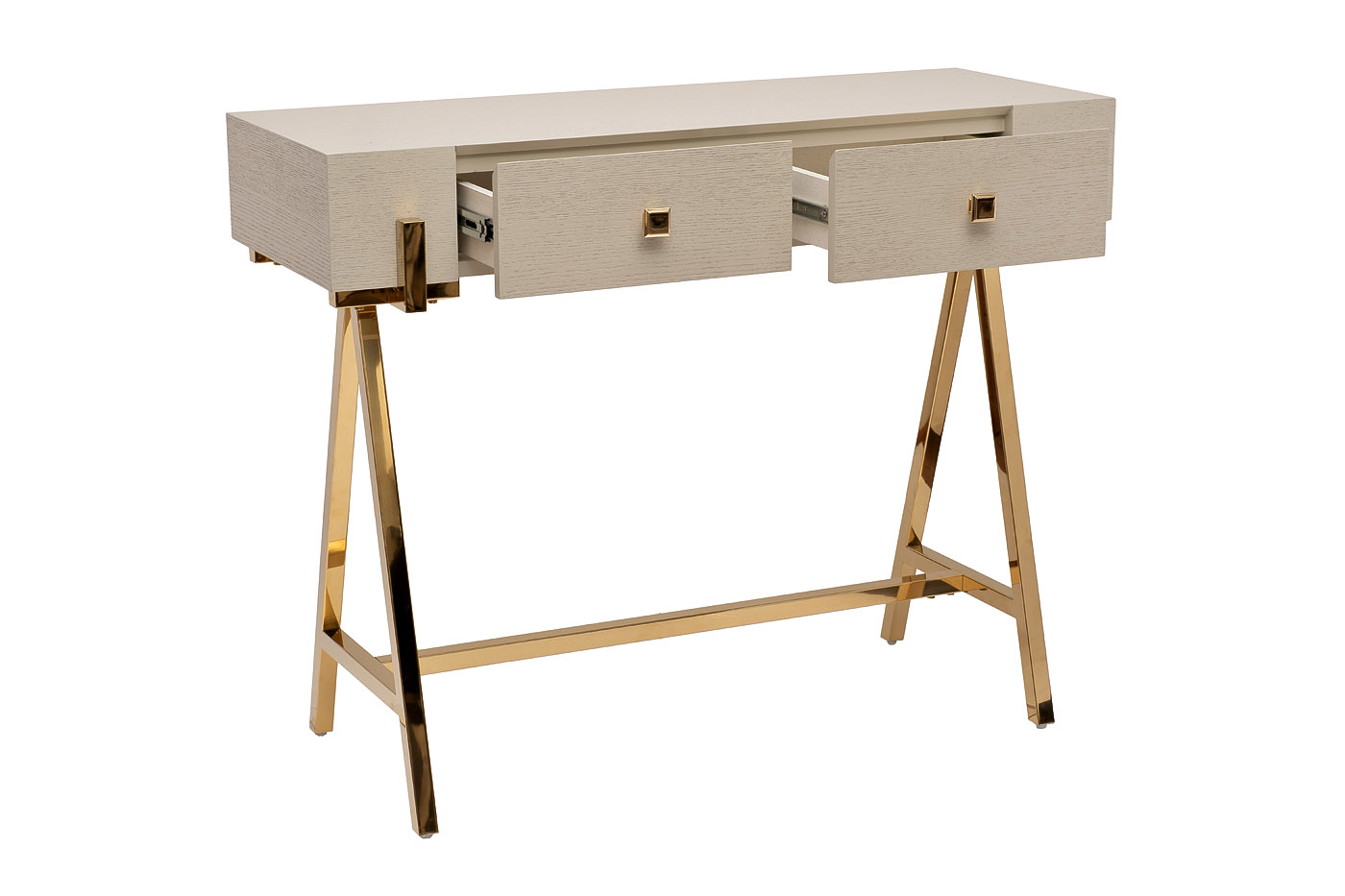 Консоль с 2мя ящиками серая/золото Garda Decor KFG165