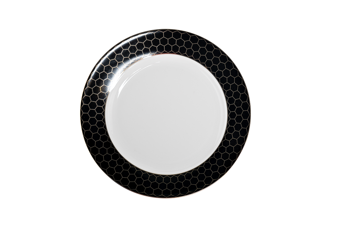 Тарелка закусочная Honeycomb черно-золотая деколь 19,5 см Garda Decor 26FC-TAR-HONEYCOMB-19,5