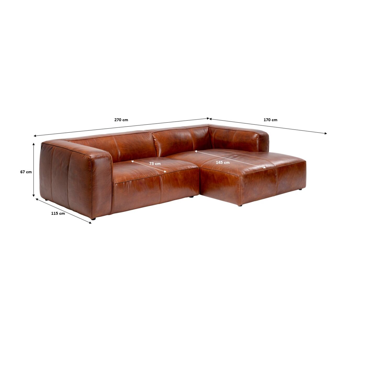 Диван угловой Cubetto Leather Brown 270 см KARE 86149