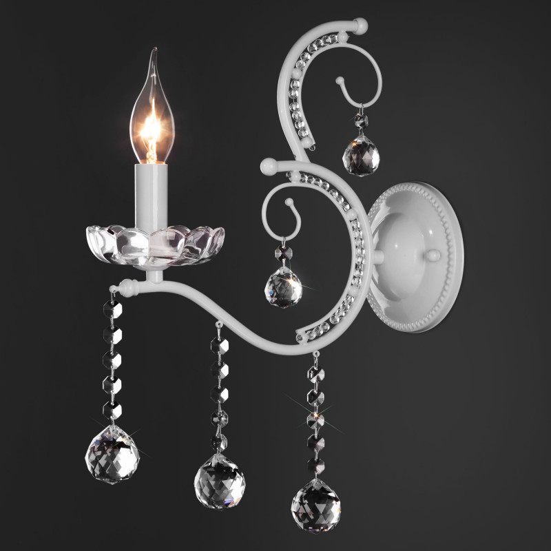 Бра Eurosvet 10107/1 глянцевый белый/прозрачный хрусталь Strots