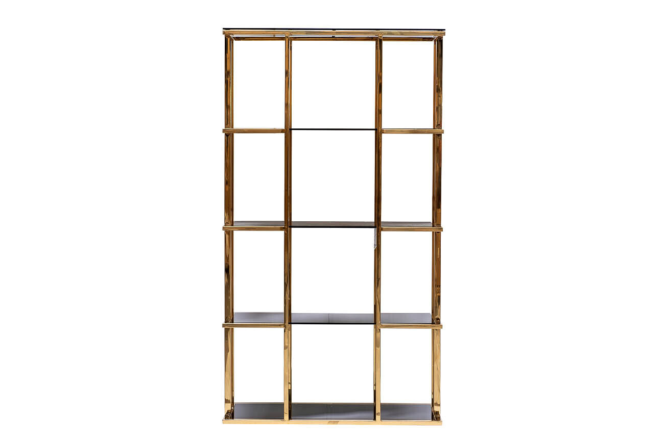 Стеллаж с черным стеклом (золотой) Garda Decor 46AS-SH1537-GOLD