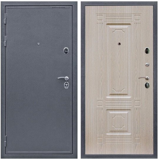 Дверь входная Graf Лондон 2 Антик серебро / МДФ 6 мм ФЛ-2 Дуб беленый