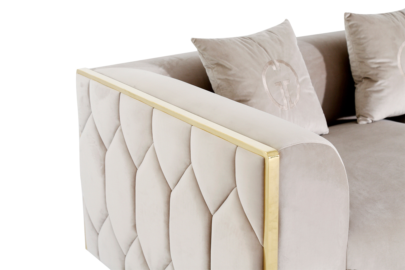 Диван Bern двухместный велюровый бежевый Garda Decor 102AN-DIV-9172-BEG