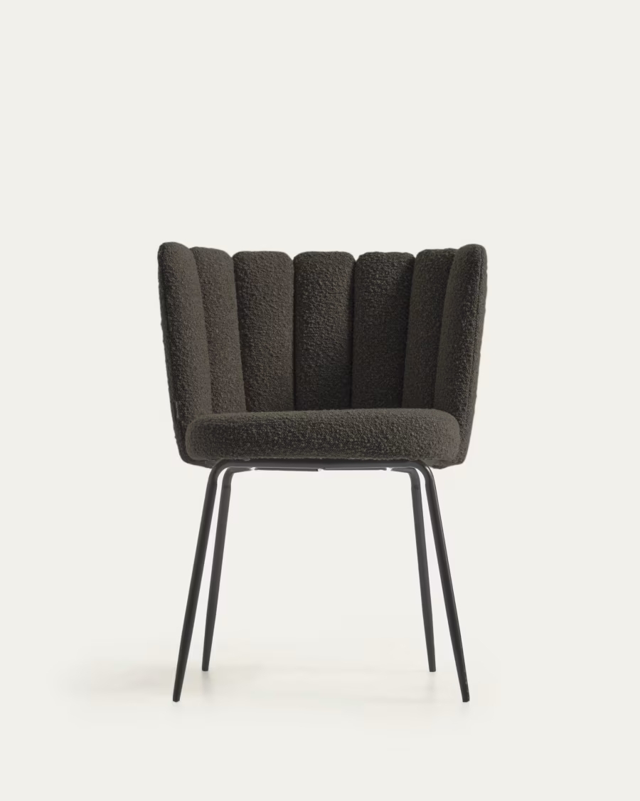 Стул Aniela из черной ткани букле и металла с черной отделкой La Forma (ex Julia Grup)