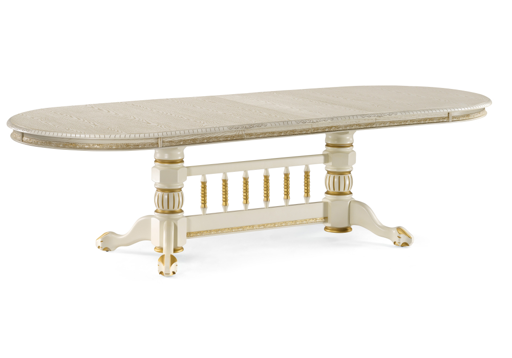 Стол Woodville Кантри 200(280)х107х79 слоновая кость / патина золото 450824