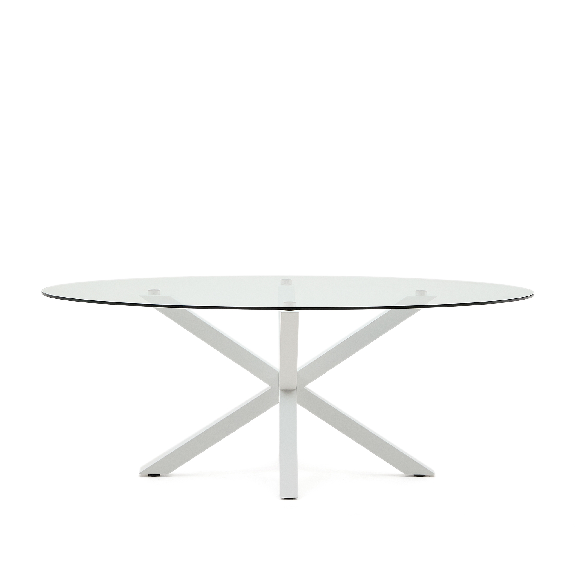 Овальный стол ARYA Argo из стекла, стальных ножек и белой отделкой 200x100 La Forma (ex Julia Grup)