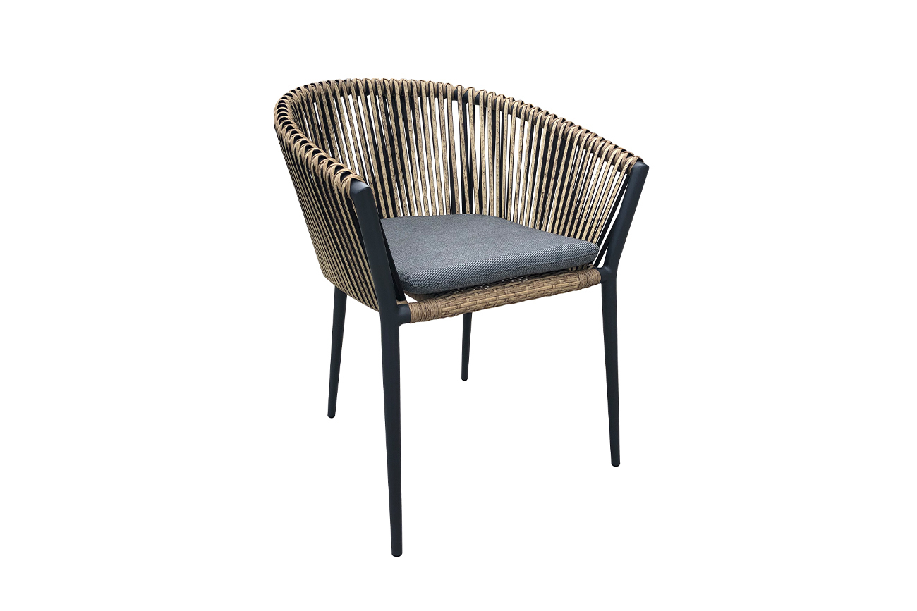 Кресло уличное "Муза" антрацитовое с оплеткой Garda Decor 39AR-C288-2