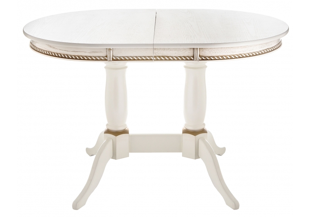 Стол деревянный Woodville Кантри 120 молочный с золотой патиной 406084
