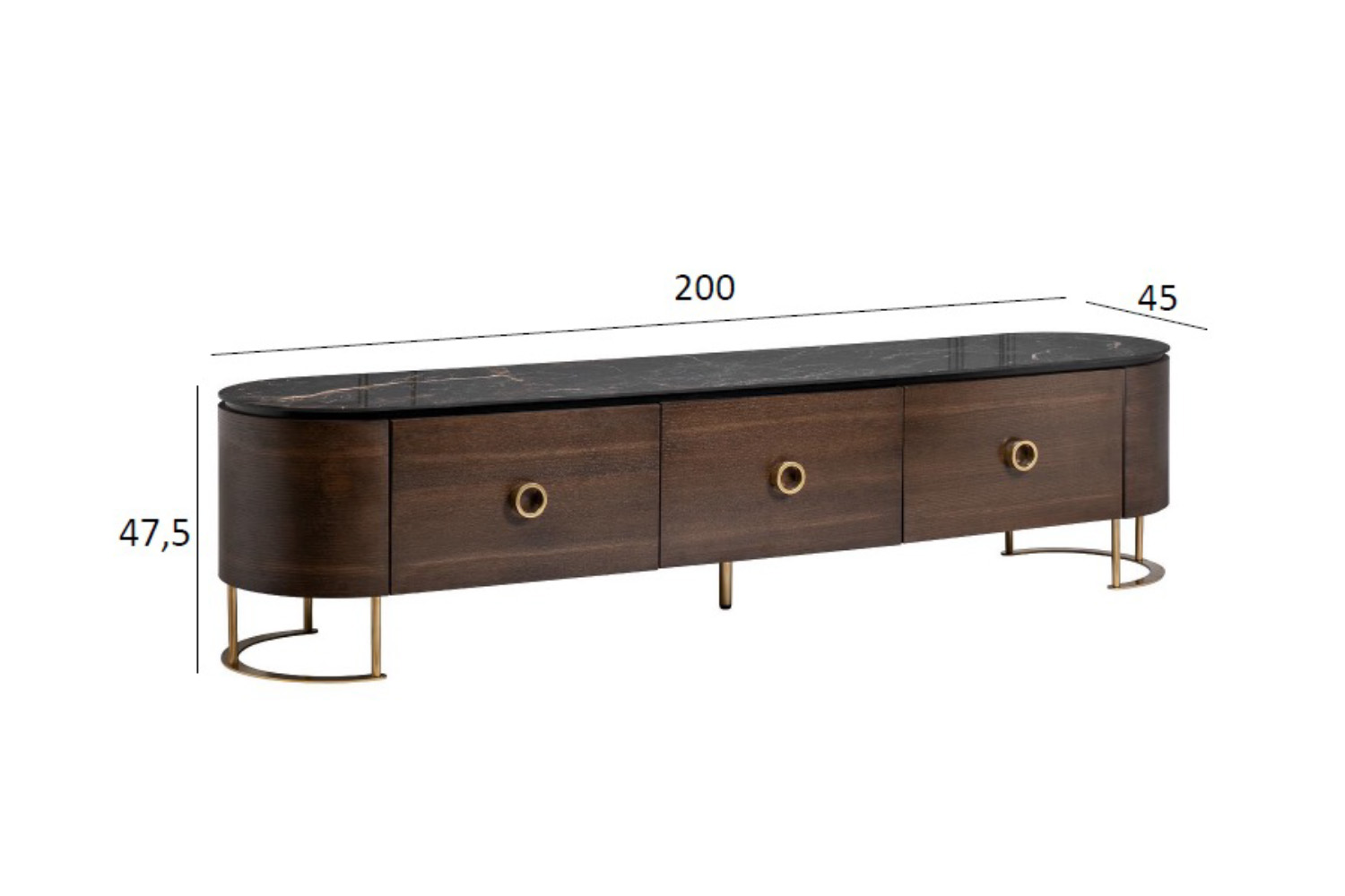 Тумба под телевизор с ящиками коричневая Garda Decor 40AD-00099