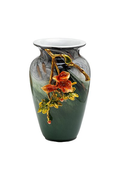 Ваза стеклянная зеленая с цветком Garda Decor 55RV6816S