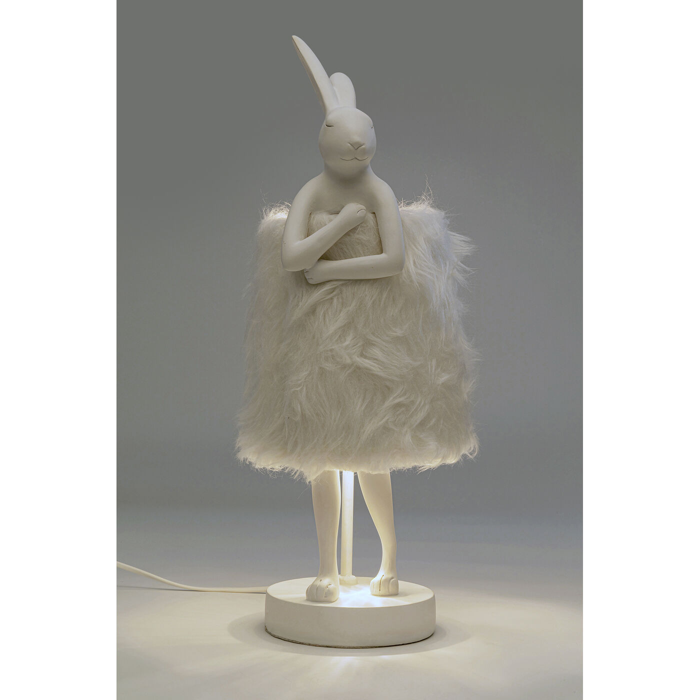 Светильник настольный Animal Rabbit Fur White/Silver 50cm KARE 56671