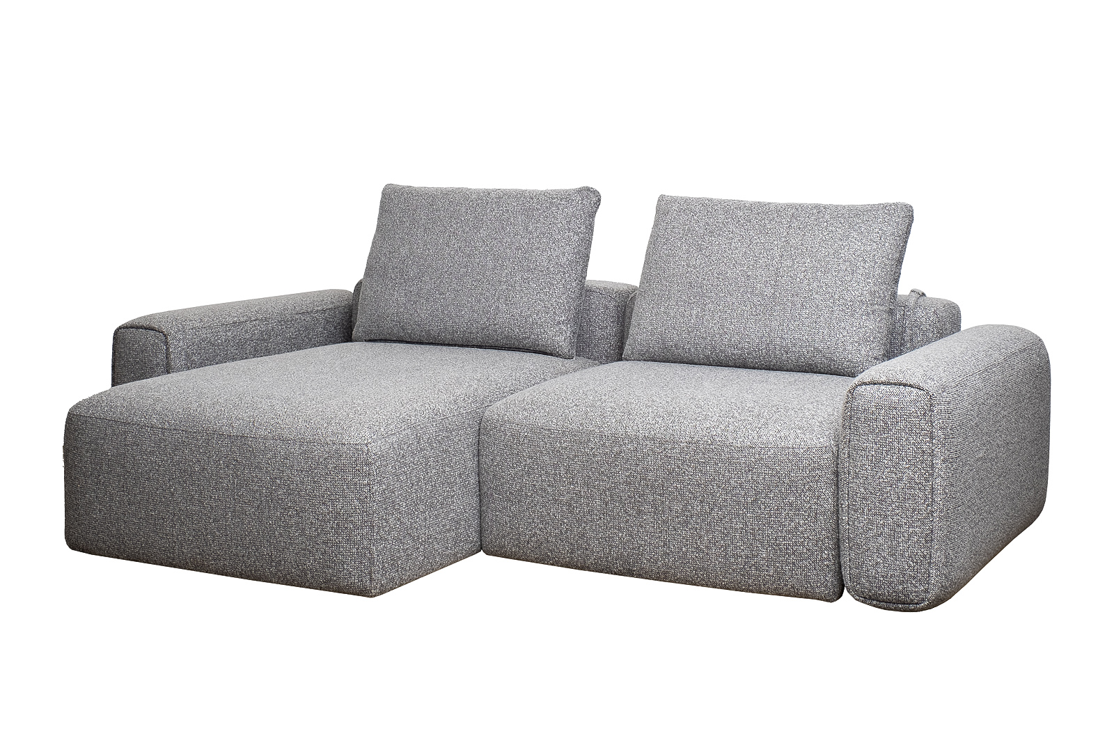 Диван трехместный Turin(2 секции) с канапе и мех черно/серый Santo1606 255*163,5**68 Garda Decor TURIN-TMN3-2S-Santo1606