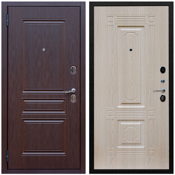 Дверь входная Graf Экстра МДФ 10 мм ФЛ-243 Лиственница шоколад / МДФ 6мм ФЛ-2 Дуб беленый