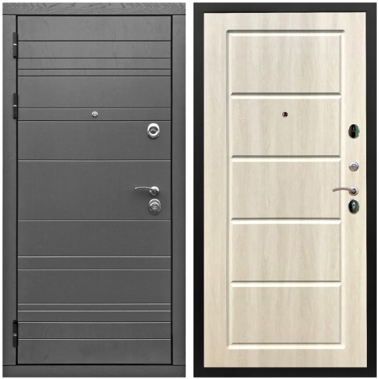 Дверь входная Graf Роял Вуд МДФ 10 мм Роял Вуд графит / МДФ 6 мм ФЛ-39 Венге светлый