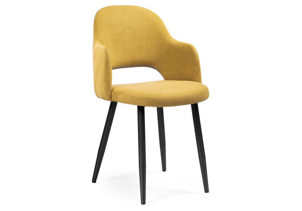 Стул Woodville Гутрид прошивка ромбы сзади горчичный / черный 502727