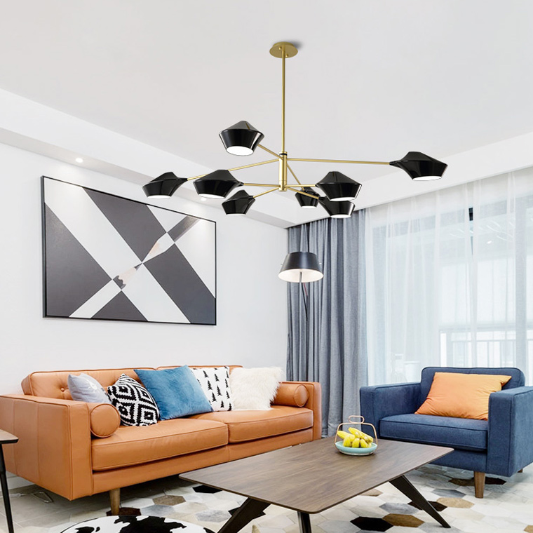 Люстра на штанге LANT D95 8 lamps Gold/Black by ImperiumLoft