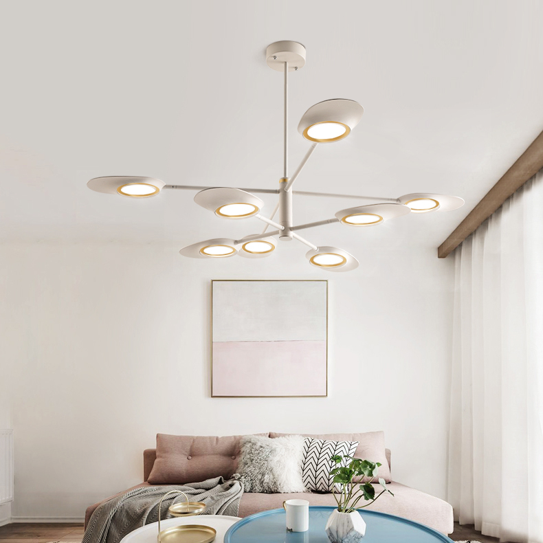Люстра на штанге INGEL D110 6 lamps Black/White by ImperiumLoft