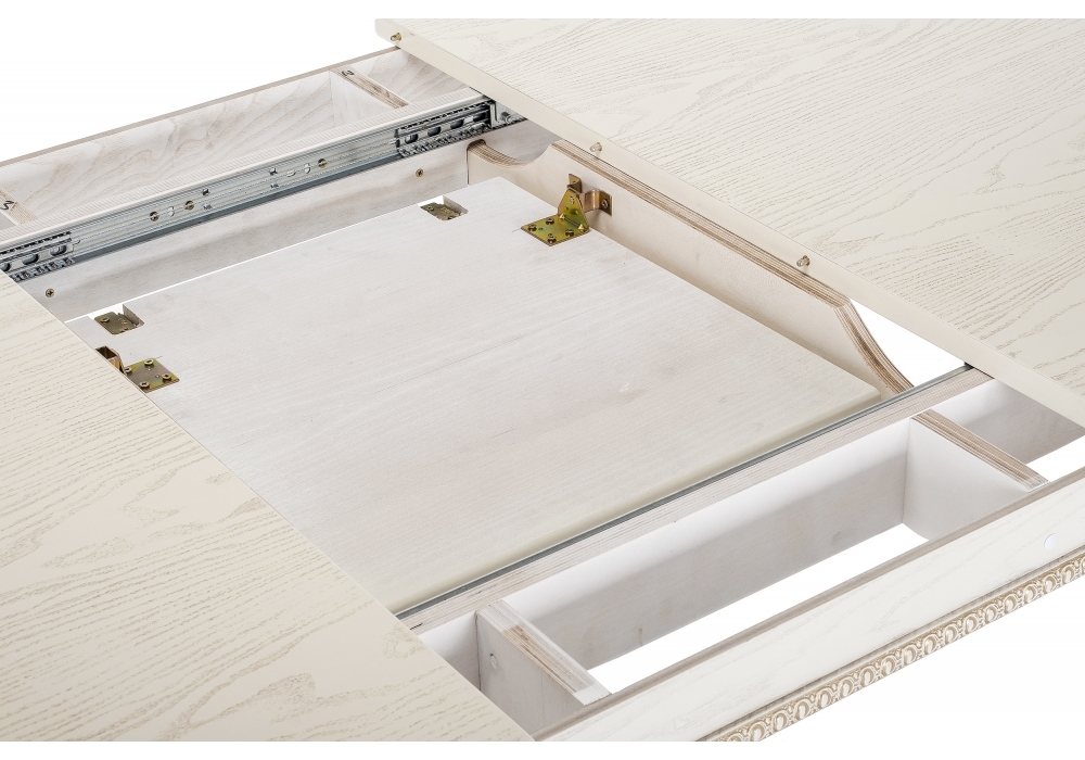 Стол деревянный Woodville Aviano 160(205)х100х76 молочный с патиной 438342