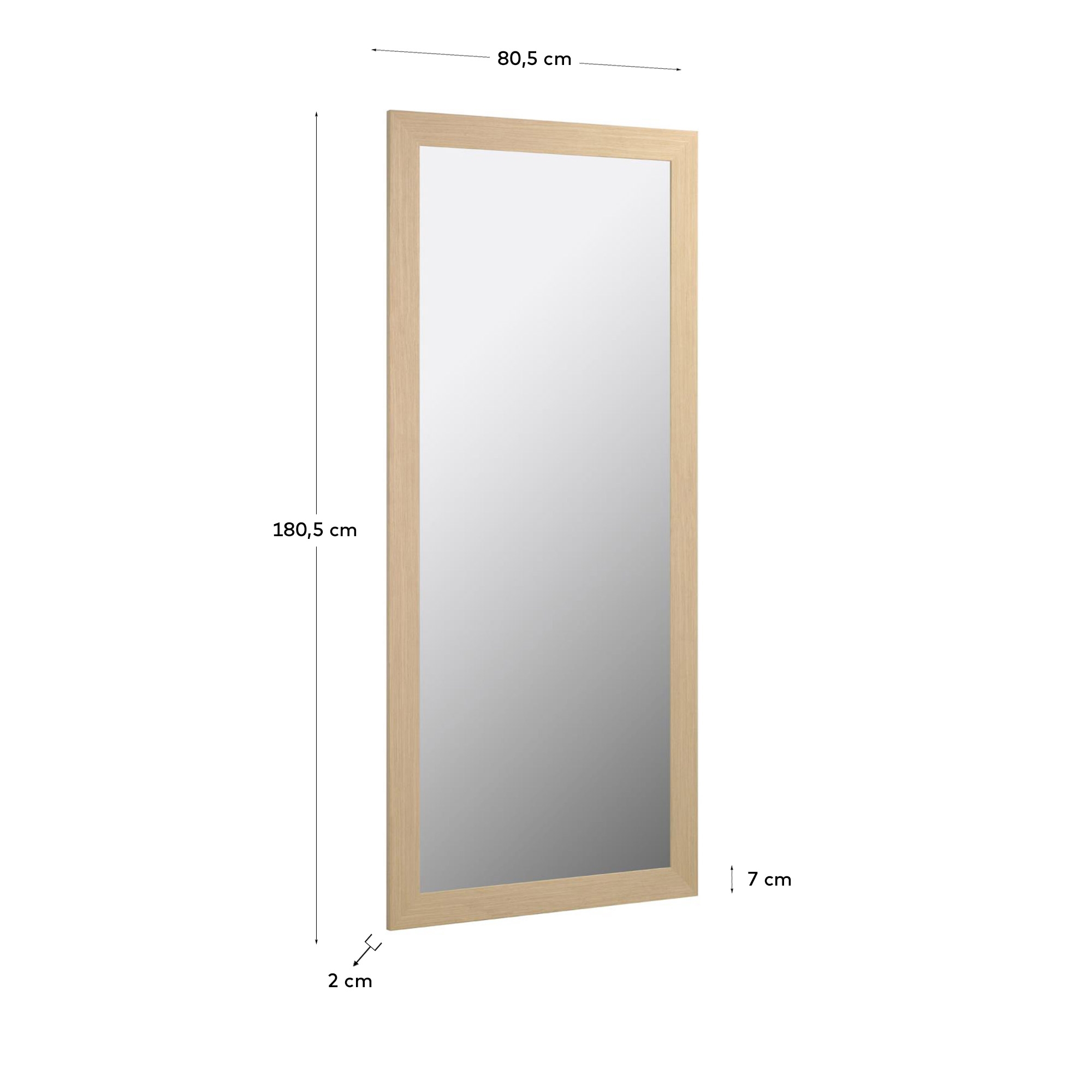 Зеркало Yvaine натуральная отделка в широкой раме 80 x 180 cm La Forma 91246